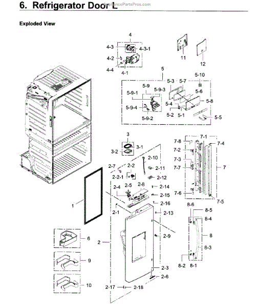 Parts for Samsung RF28JBEDBSR/AA04 Refrigerator Door L Parts