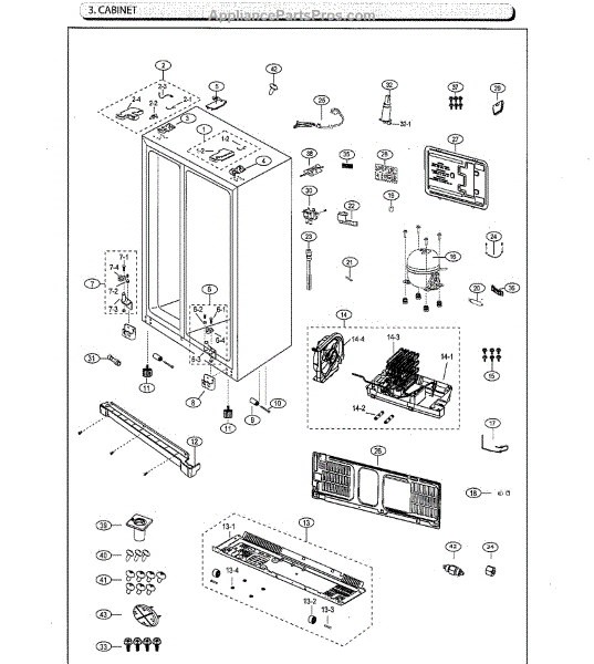 Parts for Samsung RS25J500DSG/AA-00: Cabinet Parts - AppliancePartsPros.com