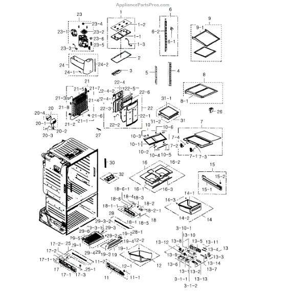 Parts for Samsung RF28HDEDBSR/AA01 Refrigerator Parts