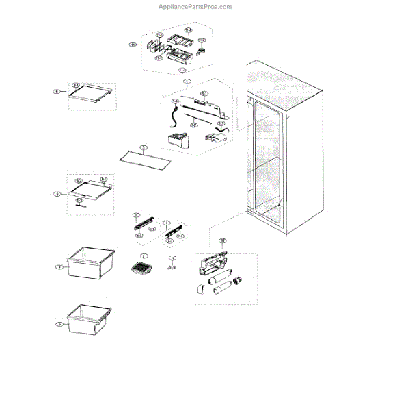 Parts for Samsung RS25J500DSR/AA00 Fridge Parts
