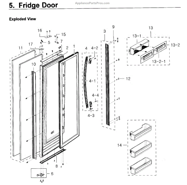 Parts for Samsung RS27FDBTNSR/AA00 Fridge Door Parts