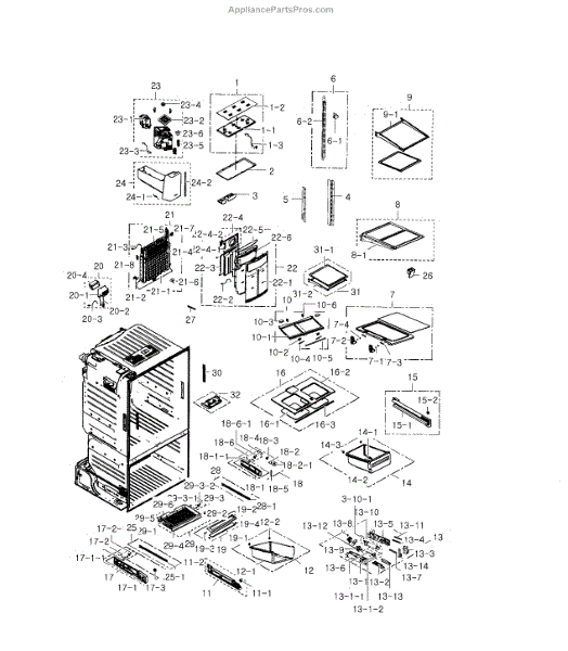 Parts for Samsung RF28HDEDBSR/AA-00: Refrigerator Parts ...