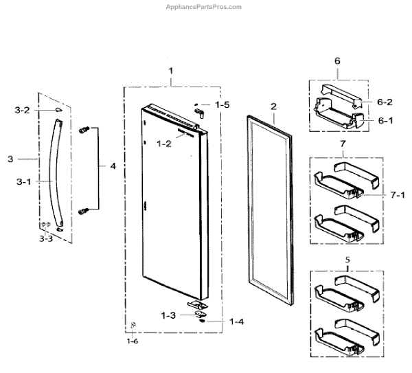 Parts for Samsung RS265TDRS/XAA03 Right Door Parts