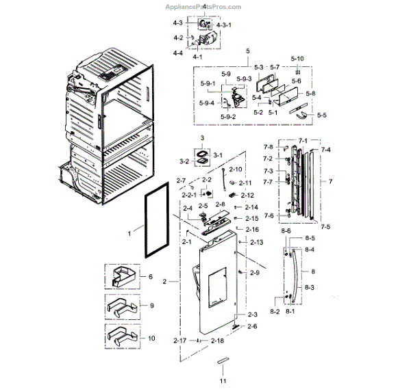 Parts for Samsung RF28HMEDBSR/AA06 Refrigerator Door L Parts