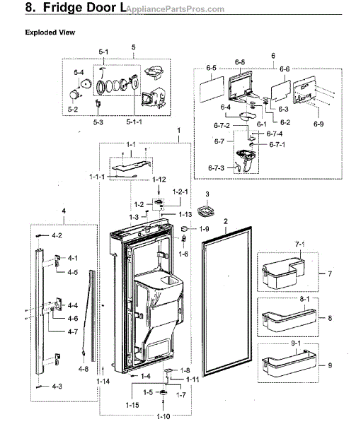 Parts for Samsung RF28K9380SG/AA02 Fridge Door L Parts