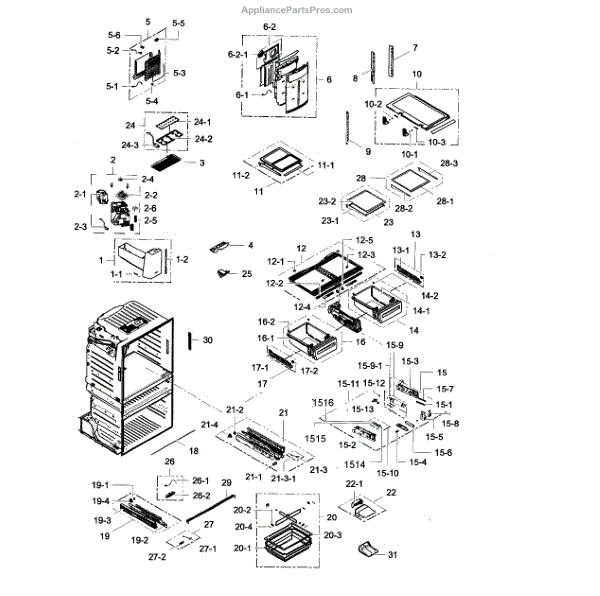 Parts for Samsung RF28HMELBSR/AA00 Refrigerator Parts
