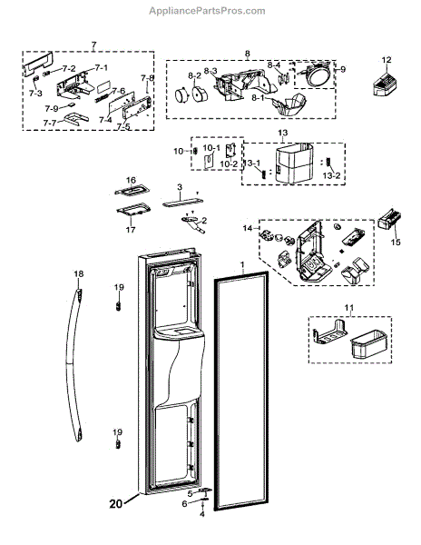 Parts for Samsung RSG257AARS/XAA-00: Freezer Door Parts