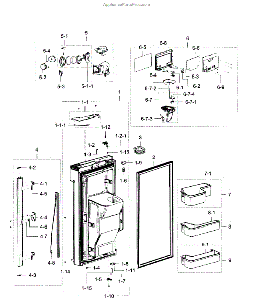 Parts for Samsung RF28K9380SG/AA00 Fridge Door L Parts
