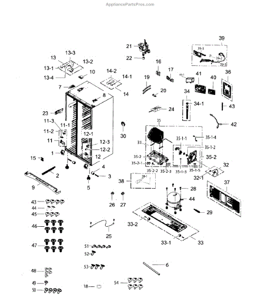 Parts for Samsung RS267TDRS/XAA-03: Cabinet Parts - AppliancePartsPros.com