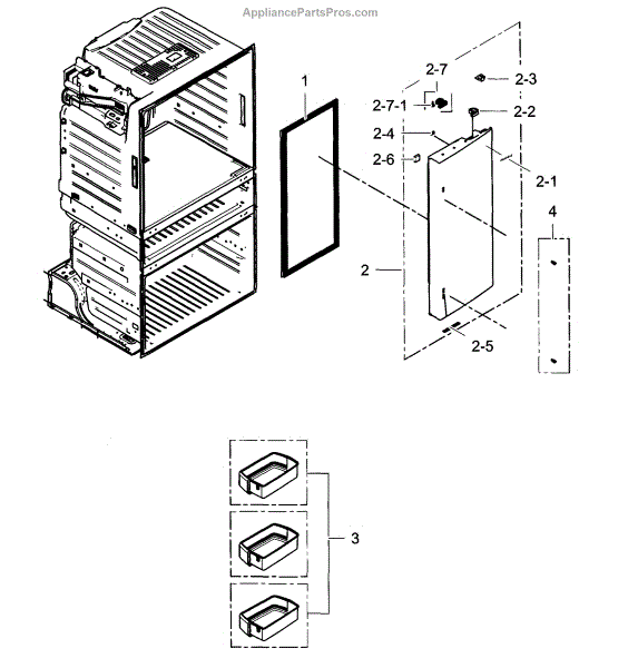 Parts for Samsung RF25HMEDBWW/AA03 Refrigerator Door R Parts