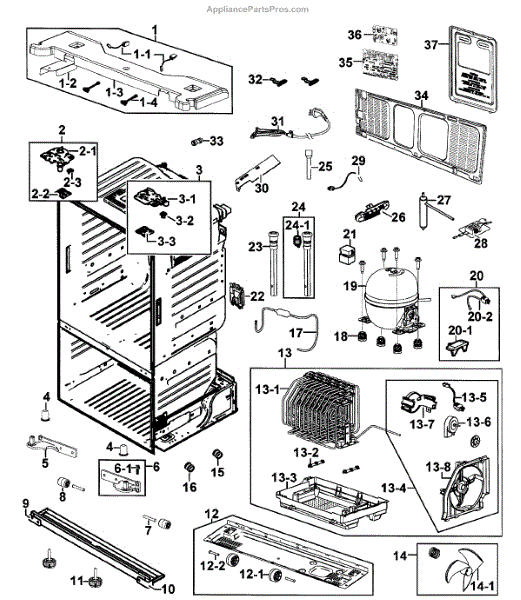Parts for Samsung RF263BEAESR/AA-00: Cabinet Parts - AppliancePartsPros.com