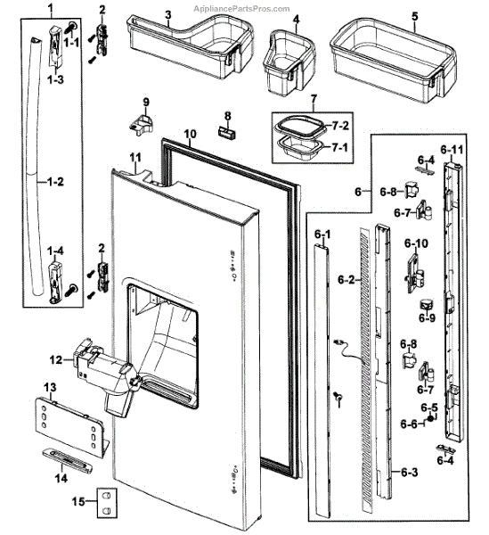 Parts for Samsung RF267ABRS/XAA00 Left Door Parts
