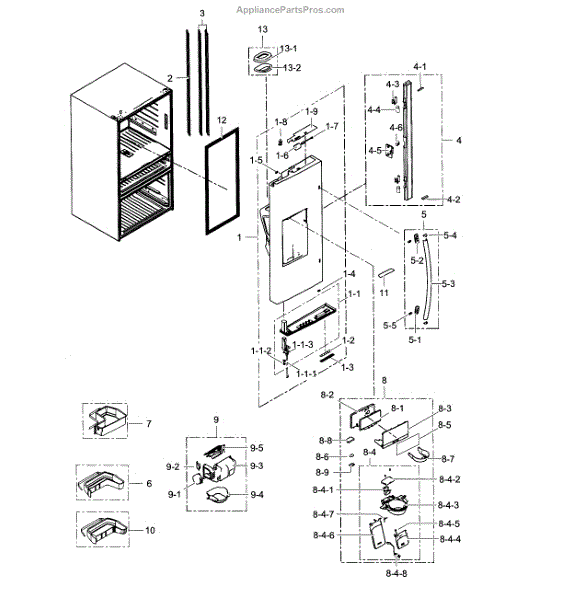 Parts for Samsung RF24FSEDBSR/AA-04: Refrigerator Door L Parts ...