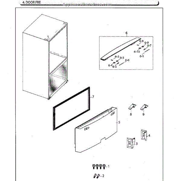 Parts for Samsung RF261BEAESG/AA-02: Freezer Door Parts