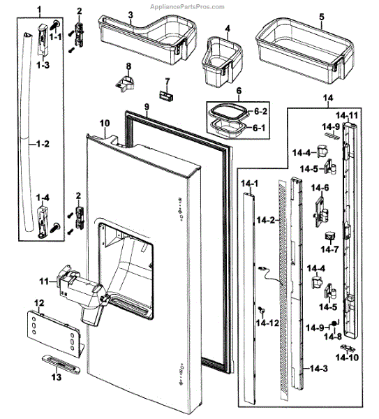 Parts for Samsung RF267AARS/XAA-00: Left Door Parts