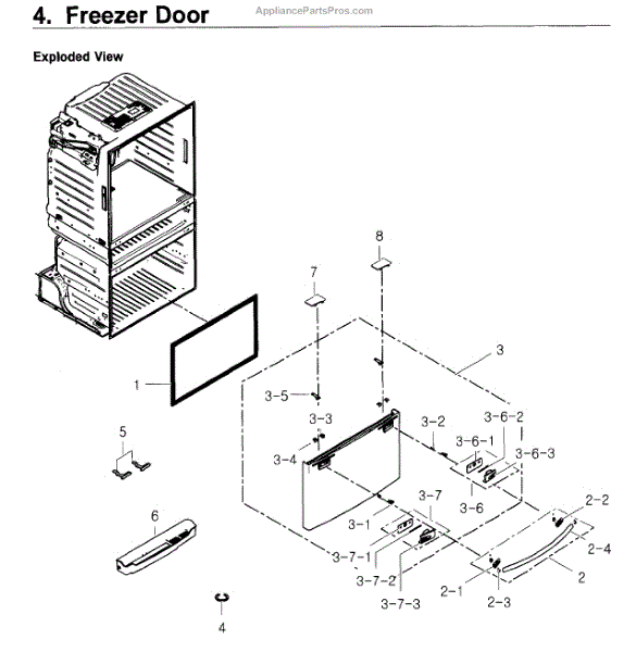 Parts for Samsung RF4267HARS/XAA04 Freezer Door Parts