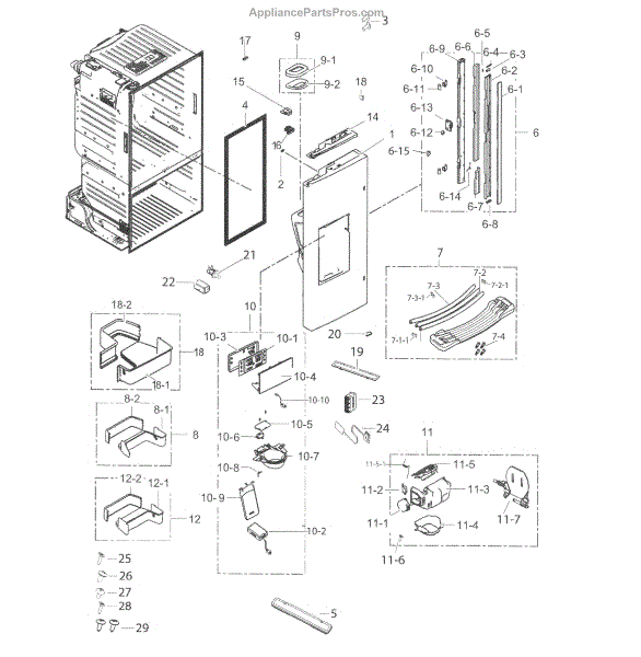 Parts for Samsung RF263BEAESG/AA01 Fridge Door L Parts