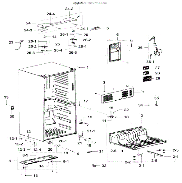 Parts for Samsung RF32FMQDBSR/AA-05: Cabinet Parts - AppliancePartsPros.com