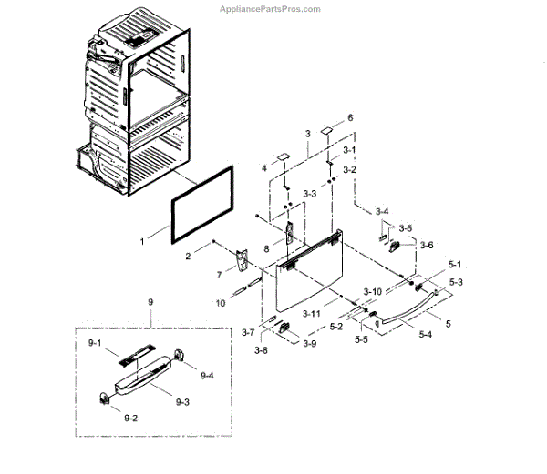 Parts for Samsung RF4289HARS/XAA02 Freezer Door Parts