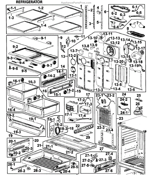 Parts for Samsung RF266AAWP/XAA-00: Refrigerator Parts ...