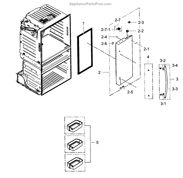Parts for Samsung RF25HMEDBSR/AA02 Refrigerator Door R Parts