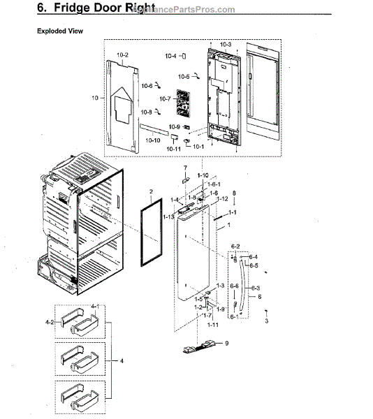 Parts for Samsung RF265BEAESR/AA-00: Fridge Door R Parts ...