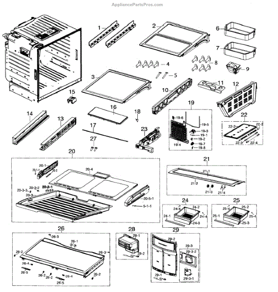 Parts for Samsung RF260BEAESR/AA00 Fridge Parts