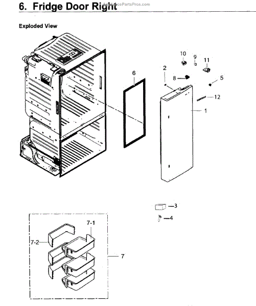 Parts for Samsung RF263TEAESG/AA01 Fridge Door R Parts