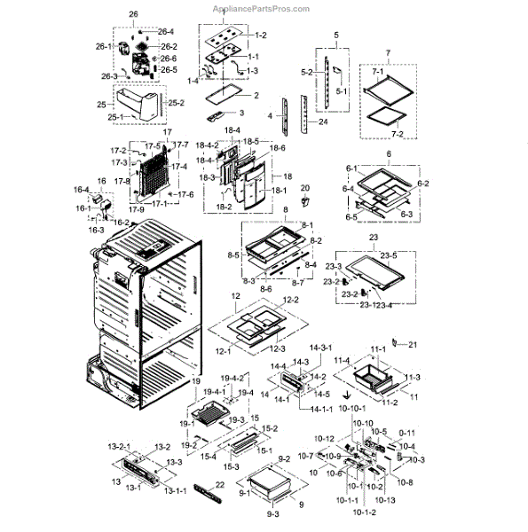 Parts for Samsung RF263BEAESR/AA01 Fridge Parts