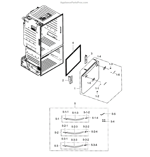 Parts for Samsung RF263BEAESR/AA01 Freezer Door Parts
