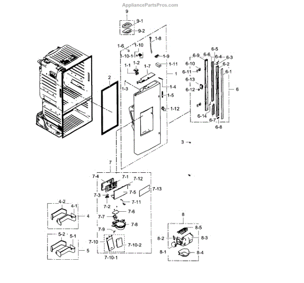 Parts for Samsung RF263BEAESR/AA01 Fridge Door L Parts