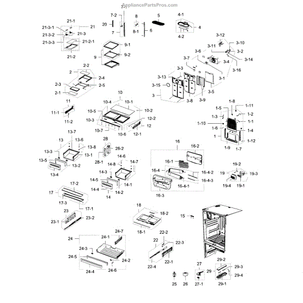 Parts for Samsung RFG237AARS/XAA03 Fridge Parts