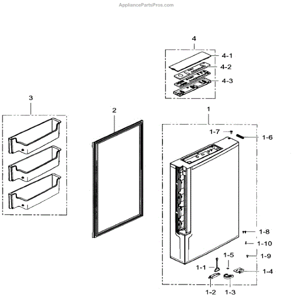 Parts for Samsung RF34H9960S4/AA03 Freezer Door Right Parts