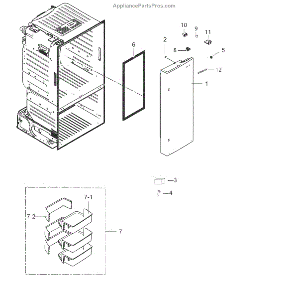 Parts for Samsung RF263BEAESG/AA-00: Fridge Door R Parts ...