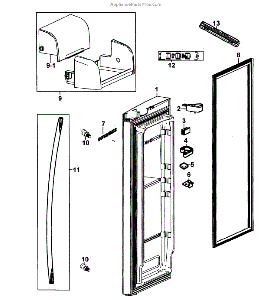 Parts for Samsung RF266AEPN/XAA00 Door Right Parts