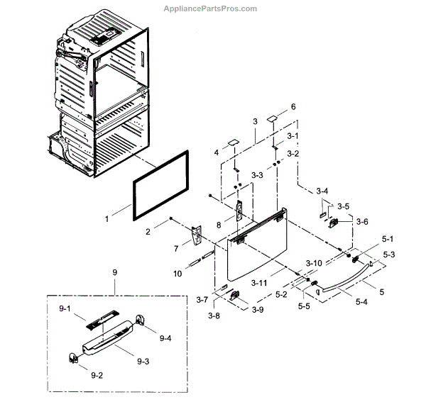 Parts for Samsung RF4287HARS/XAA03 Freezer Door Parts