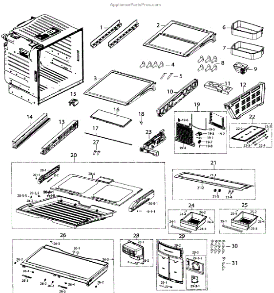 Parts for Samsung RF260BEAESR/AA02 Fridge Parts