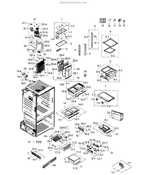 Parts for Samsung RF263TEAESG/AA00 Fridge Parts
