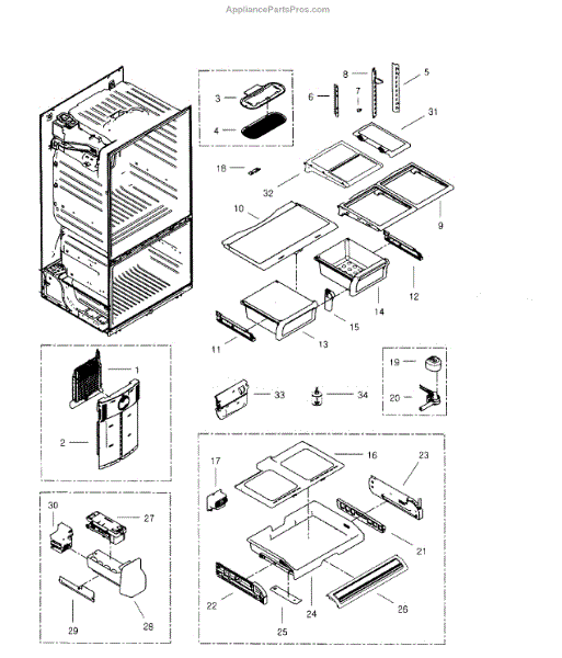 Parts for Samsung RF268ABBP/XAA00 Fridge Parts
