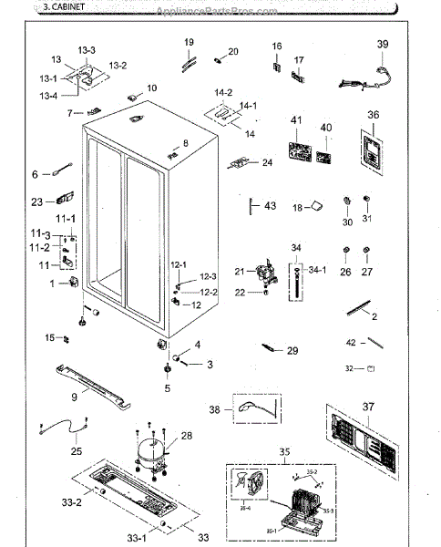 Parts for Samsung RS25H5111SR/AA-02: Cabinet Parts - AppliancePartsPros.com