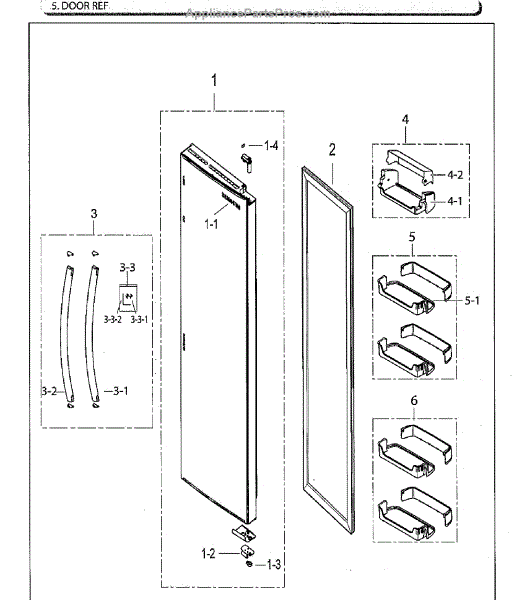 Parts for Samsung RS25H5111SR/AA02 Right Door Parts