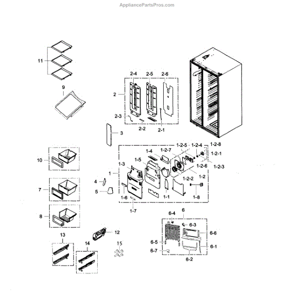 Parts for Samsung RS25H5111SR/AA00 Refrigerator Parts