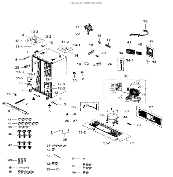 Parts for Samsung RS25H5111SR/AA-01: Cabinet Parts - AppliancePartsPros.com