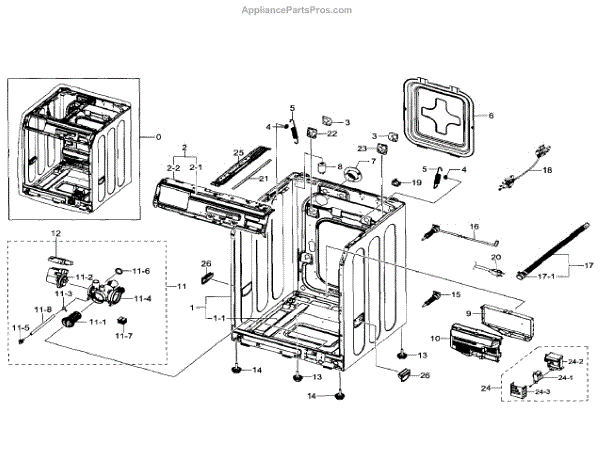 Parts for Samsung WF330ANB/XAA-03: Frame & Cover Parts