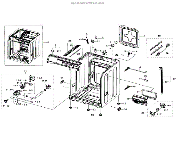 Parts for Samsung WF330ANW/XAA-01: Frame & Cover Parts