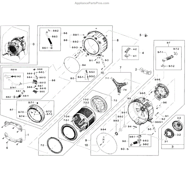Parts for Samsung WF45H6300AW/A200 Tub Assy Parts