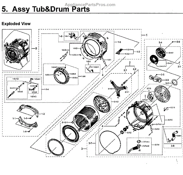 Parts for Samsung WV60M9900AW/A5-01: Drum Assy Parts