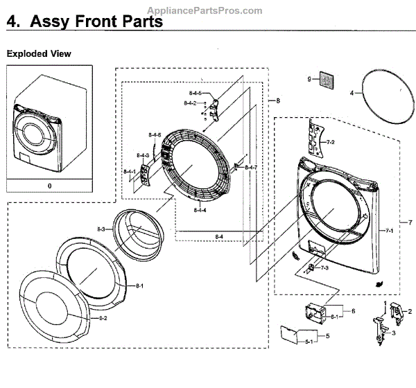 Parts for Samsung WF45M5500AW/A5-00: Door Parts - AppliancePartsPros.com