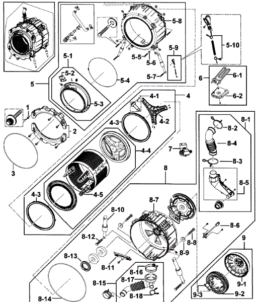 Parts for Samsung WF448AAP/XAA00 Drum Assy Parts