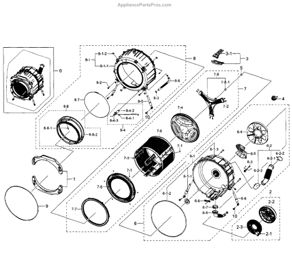 Parts for Samsung WF350ANW/XAA-07: Tub-Drum Parts - AppliancePartsPros.com